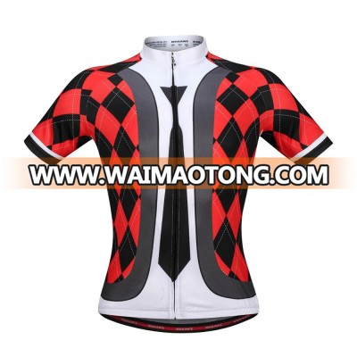 New red black lattice breathable cycling wear